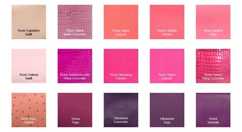 hermes pink color chart